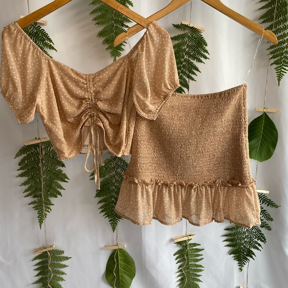 Polka Dot Shirred Set - Picture 2 of 2